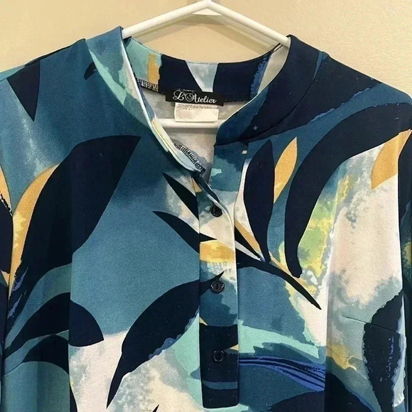 [S/P]L’Atelier Leaves pattern  Print LS Pull over Blouse - Picture 3 of 7